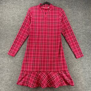 Isaac Mizrahi Bridgehampton Dress Womens XS Pink Plaid Mock Neck Academia Preppy